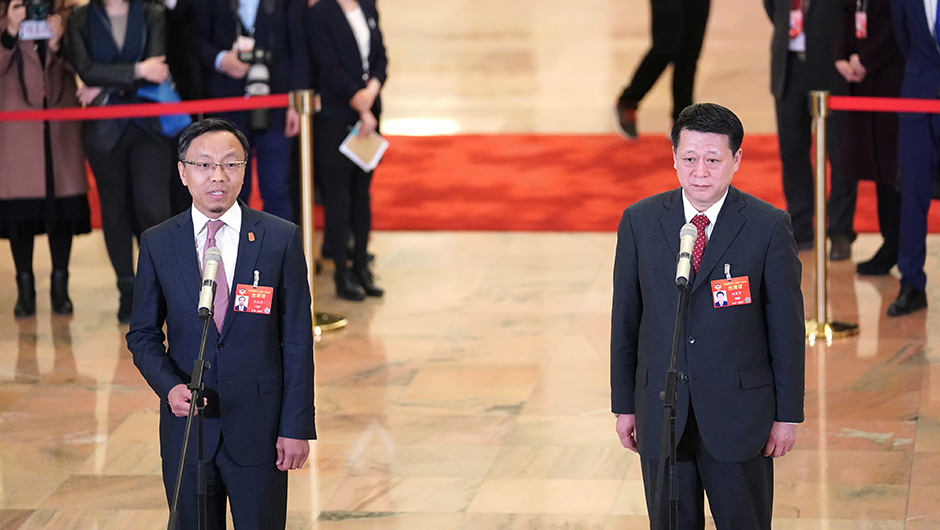 全國政協委員在“委員通道”接受采訪