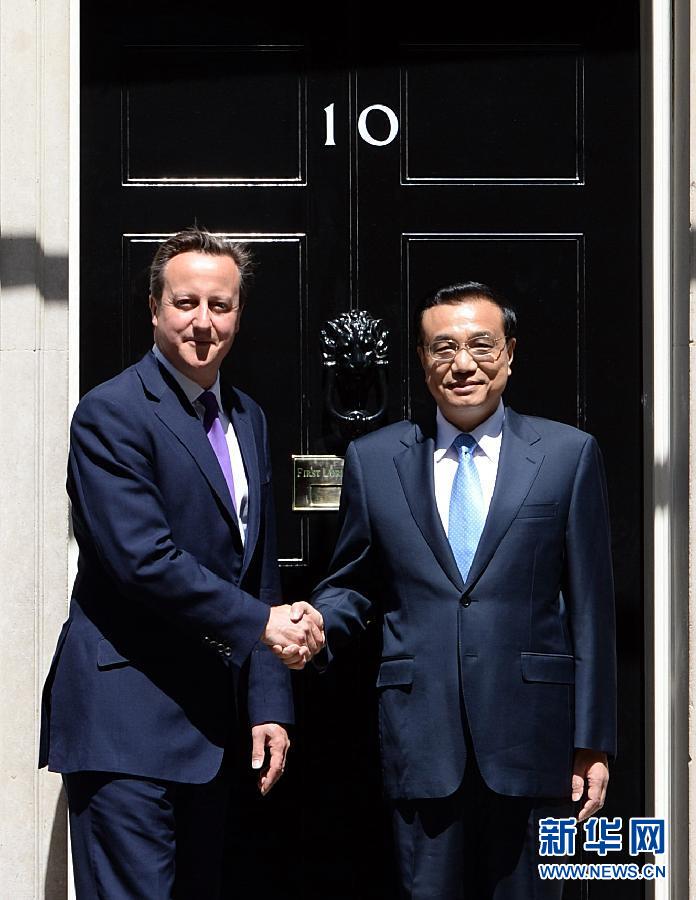 6月17日，國務院總理李克強在倫敦唐寧街10號首相府同英國首相卡梅倫舉行中英總理年度會晤。新華社記者 李濤 攝