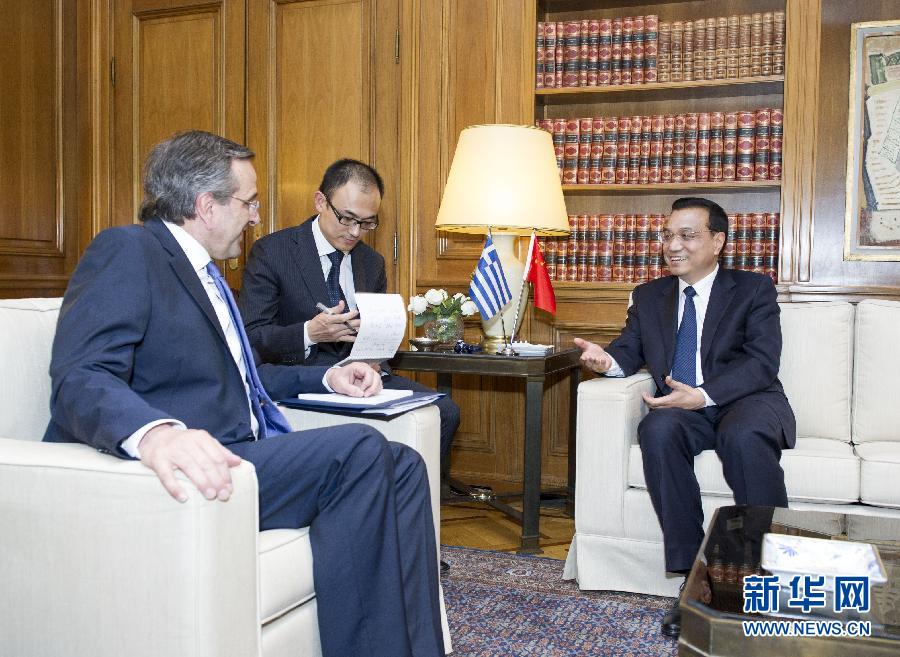 6月19日,國務(wù)院總理李克強(qiáng)在雅典同希臘總理薩馬拉斯舉行會(huì)談。新華社記者 王曄 攝 6月19日,國務(wù)院總理李克強(qiáng)在雅典同希臘總理薩馬拉斯舉行會(huì)談。新華社記者 王曄 攝