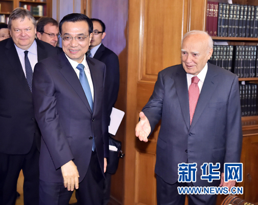 6月20日，國務院總理李克強在雅典總統府會見希臘總統帕普利亞斯。新華社記者 李濤 攝