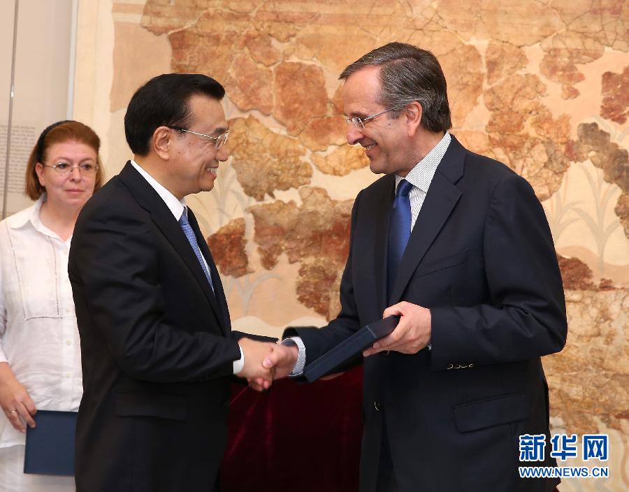 6月21日，國(guó)務(wù)院總理李克強(qiáng)與希臘總理薩馬拉斯共同出席希臘伊拉克利翁博物館新館開(kāi)館儀式并發(fā)表講話。 新華社記者 龐興雷 攝