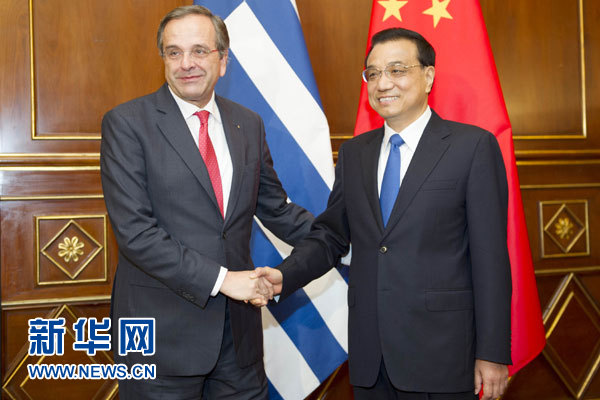 10月16日，中國國務院總理李克強在意大利米蘭會見希臘總理薩馬拉斯。 新華社記者 謝環(huán)馳 攝