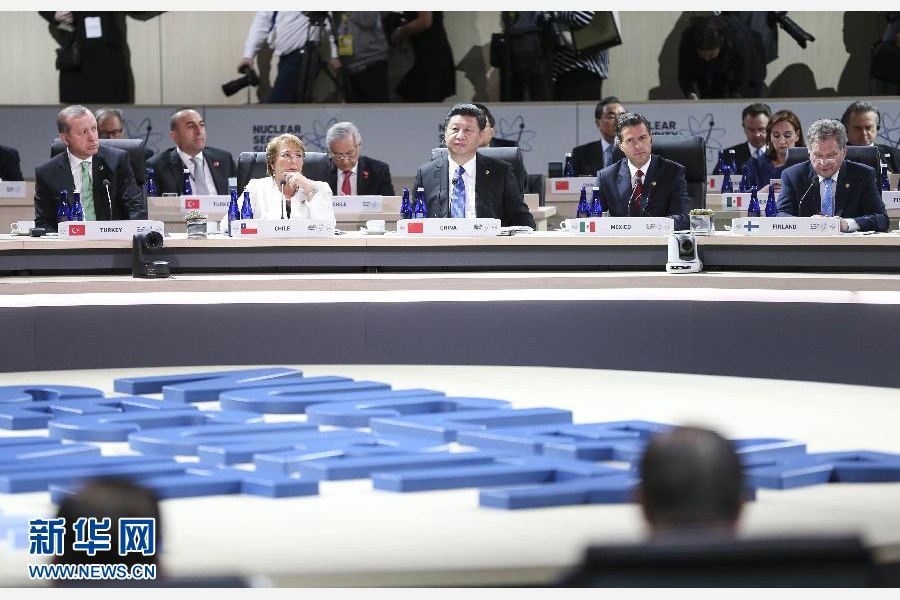 4月1日，第四屆核安全峰會在美國首都華盛頓舉行。國家主席習近平出席并發表題為《加強國際核安全體系，推進全球核安全治理》的重要講話。新華社記者蘭紅光攝