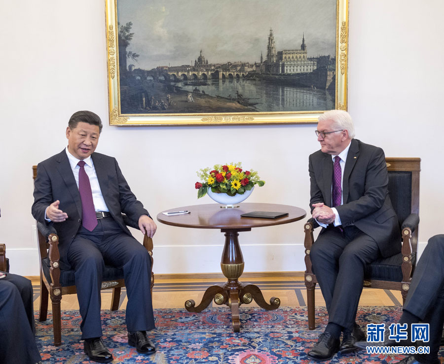 7月5日，國家主席習(xí)近平在柏林會見德國總統(tǒng)施泰因邁爾。 新華社記者李學(xué)仁 攝